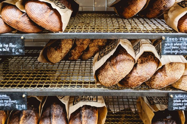 An image of loaves of bread on shelves