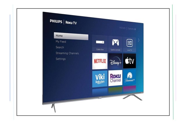 An image of a Philips 55” 4K QLED Roku Smart TV