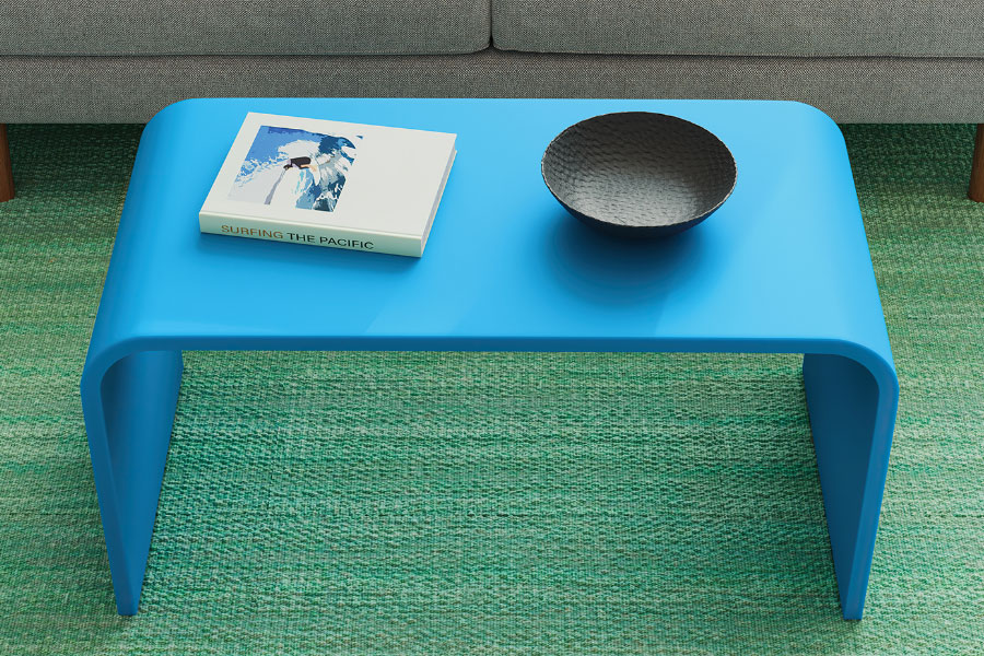 An image of a modern blue coffee table