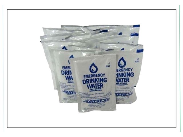 An image of emergency water pouches