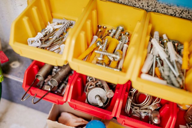 An image of screws in a tool organizer