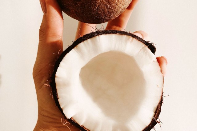 An image of an open coconut
