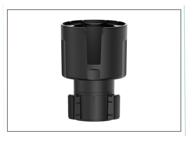 An image of a black cup holder adapter