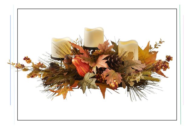 An image of an autumnal candle centerpiece