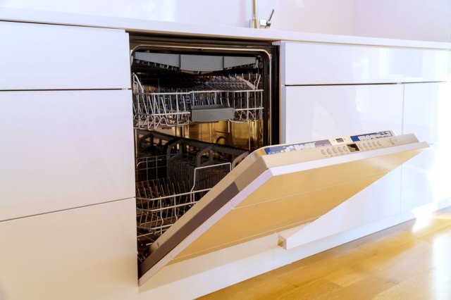 An image of an opened dishwasher