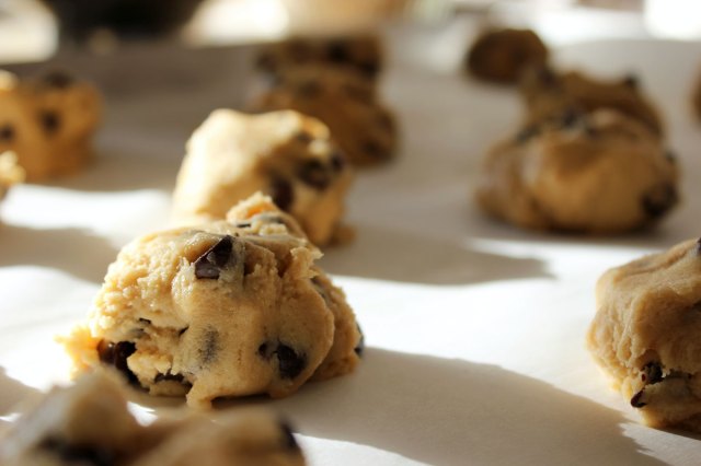 An image of chocolate chip cookie dough balls