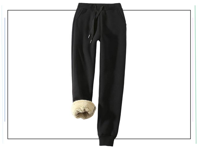 An image of black fleece jogger pants