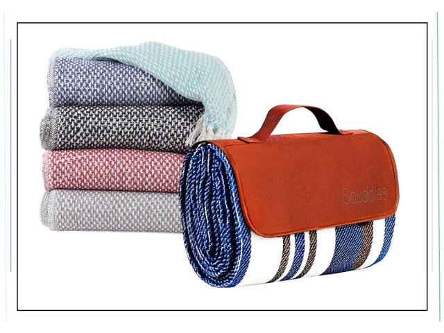 An image of five outdoor blankets