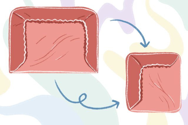 An illustration of how to fold a fitted sheet