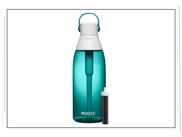 An image of a teal water bottle