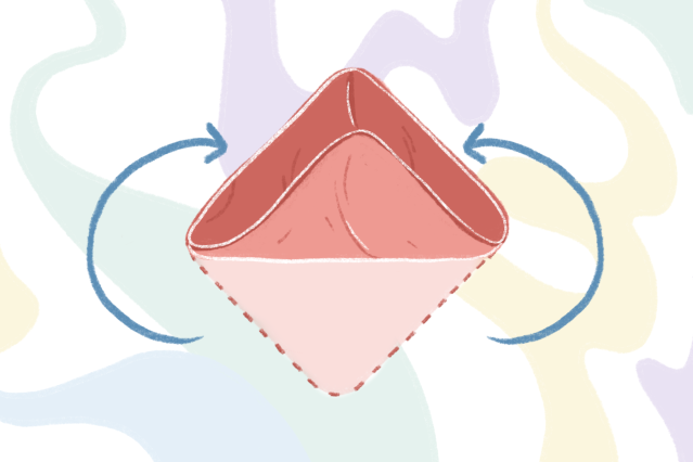 An illustration of how to fold a fitted sheet