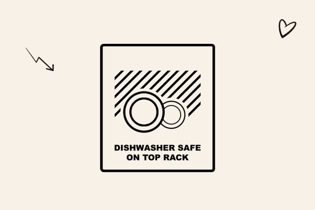 A dishwasher symbol that means a dish is safe to wash in the top-rack