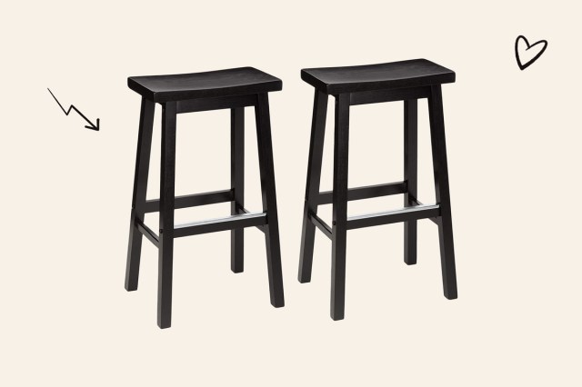 An image of two black barstools