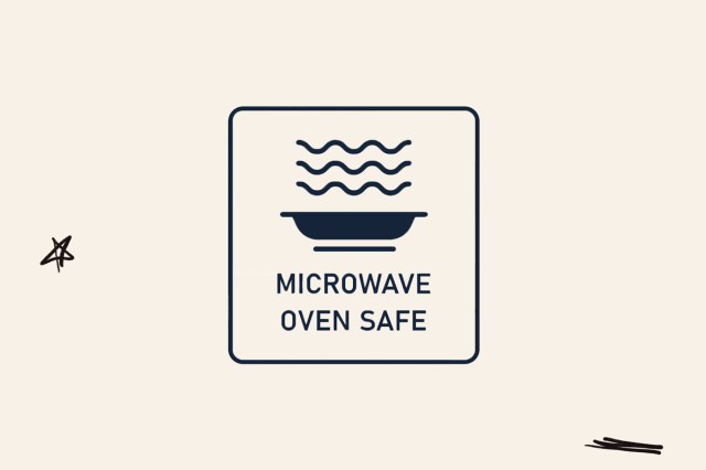 A dishwasher symbol that means an item is microwave safe