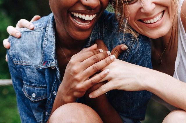 An image of two women laughing