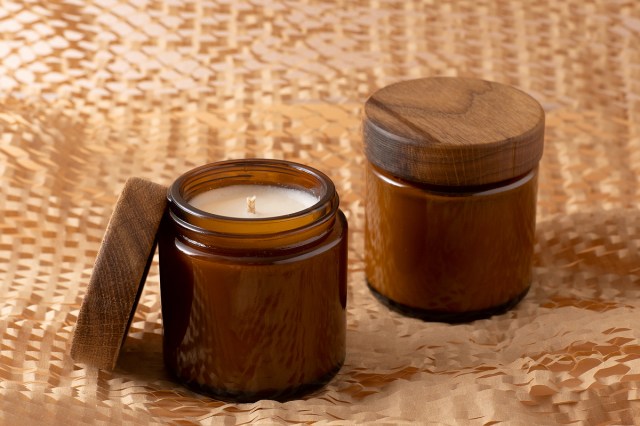 An image of two brown candles