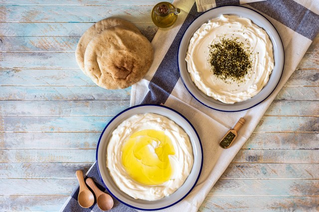 An image of two bowls of labneh