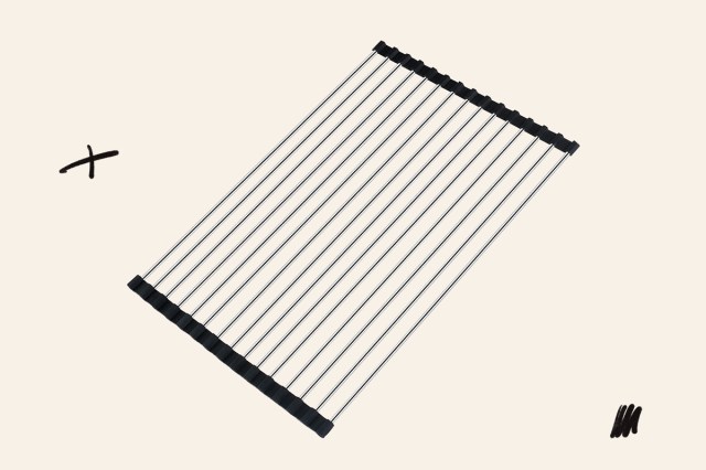 An image of a roll-up dish drying rack
