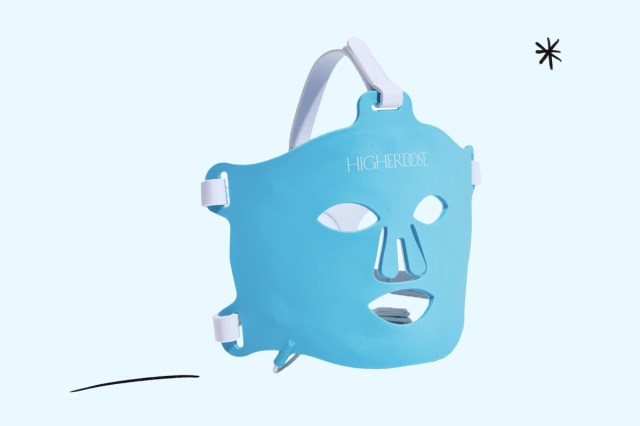 An image of a blue HigherDose Red Light Therapy Face Mask