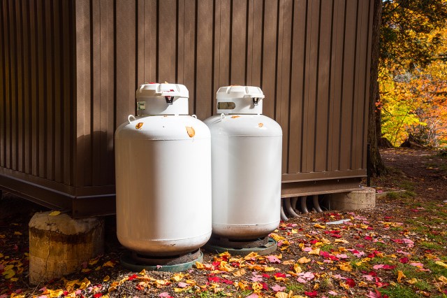 An image of two propane tanks outside