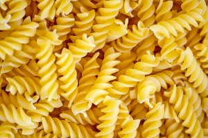 Fusilli pasta up close
