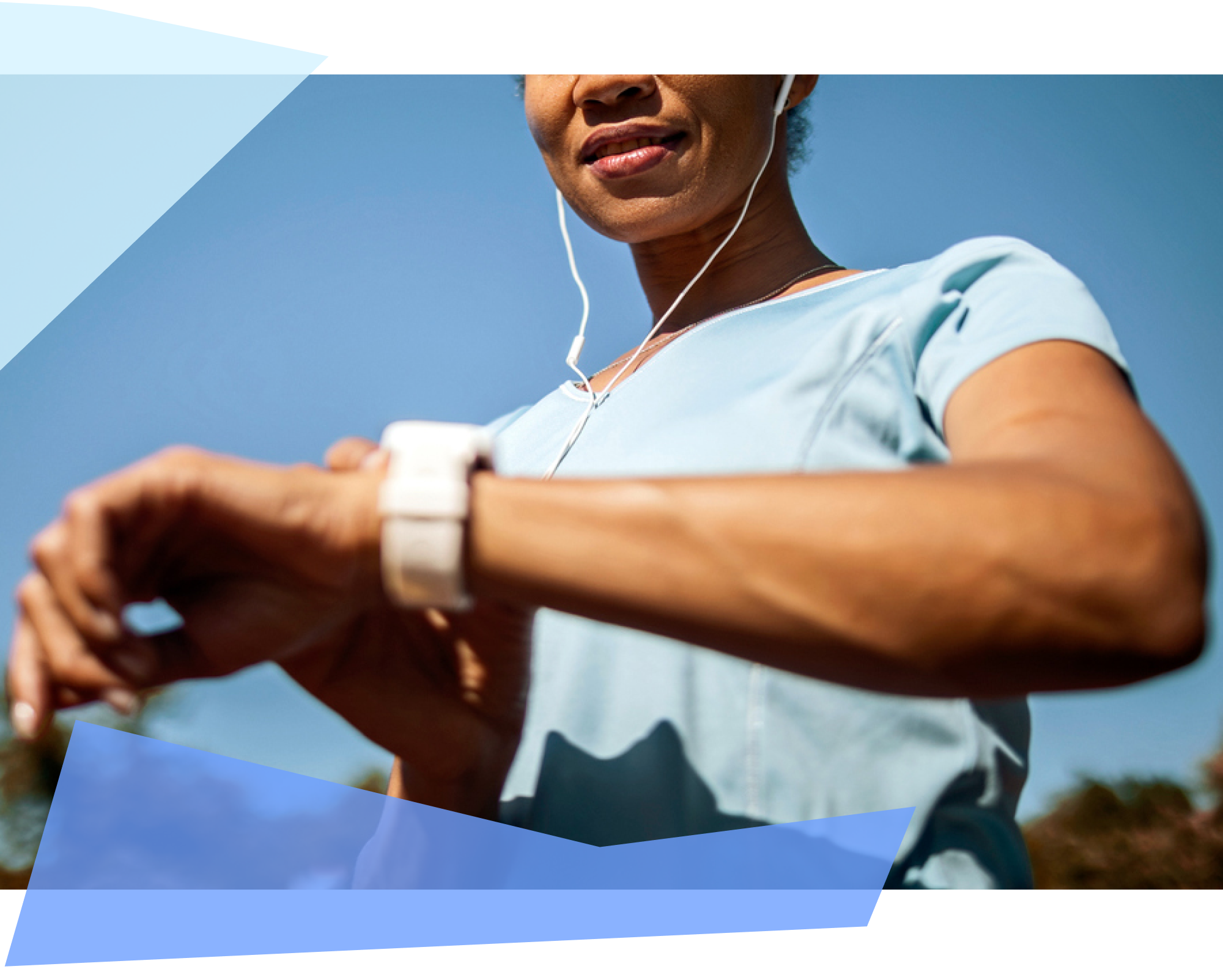 Woman working out and looking at her watch 