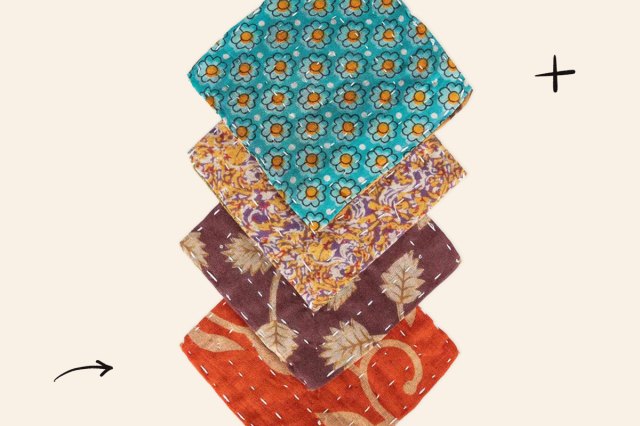 An image of the Surprise Kantha Coasters