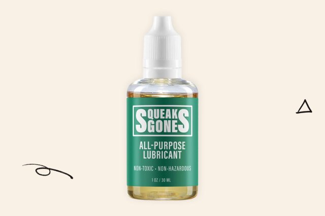 A photo of the Squeaks Gone Lubricant Oil bottle