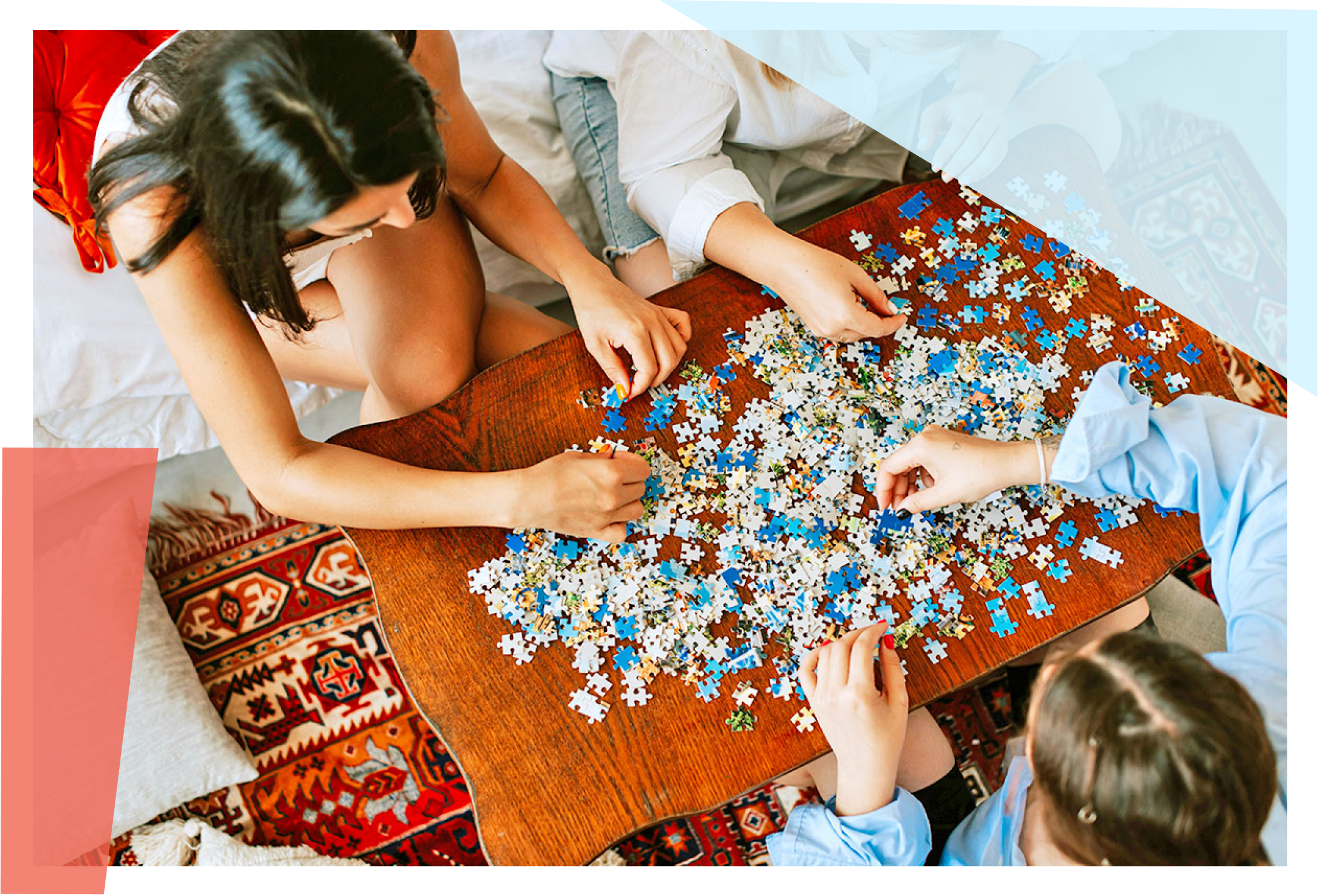 People putting together a jigsaw puzzle 