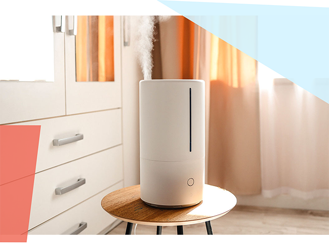 Humidifier running on a table 