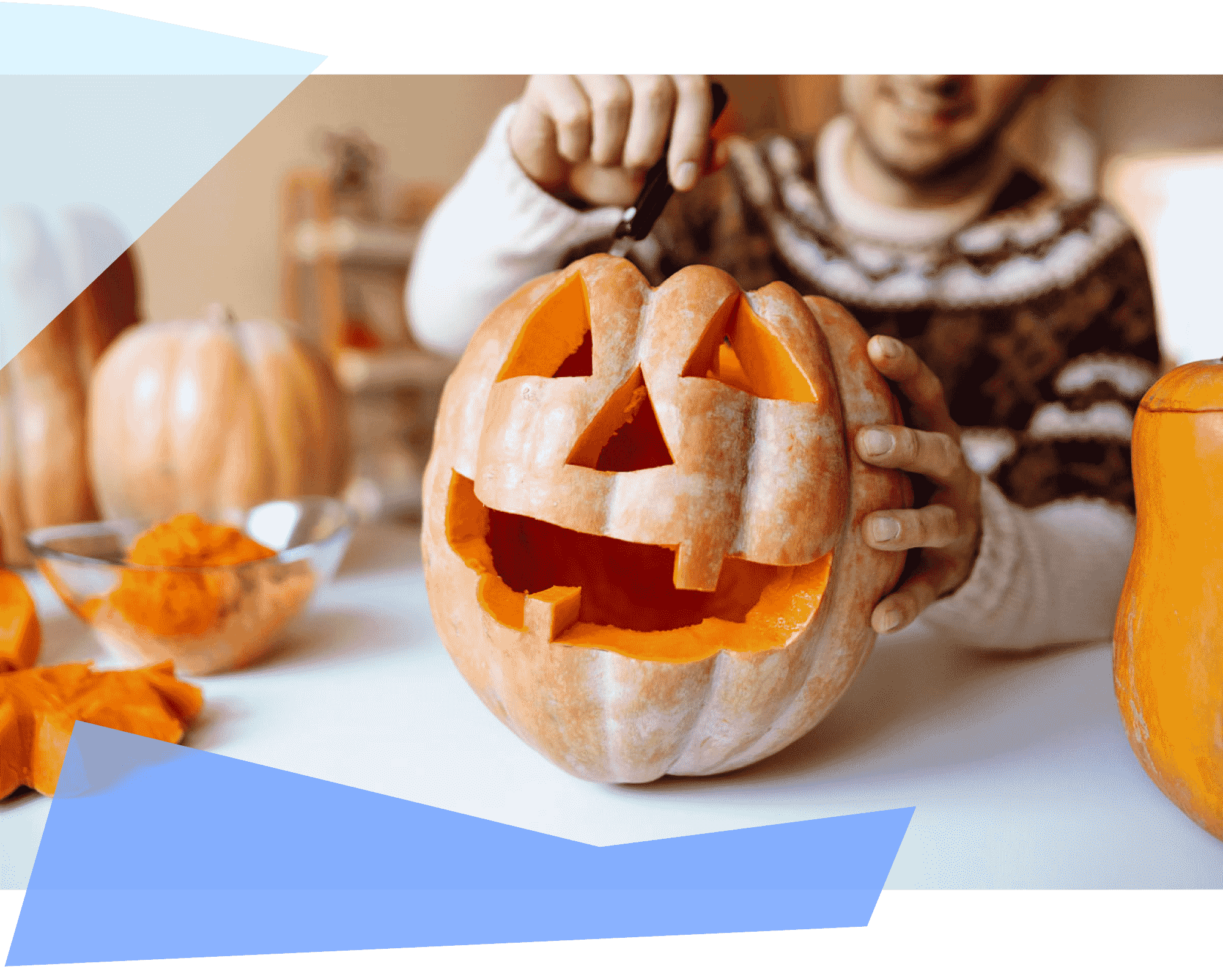 Person carving a pumpkin 