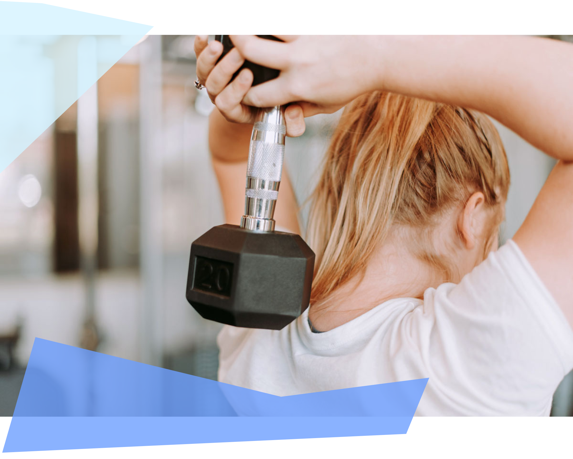 Woman holding weight behind her head 