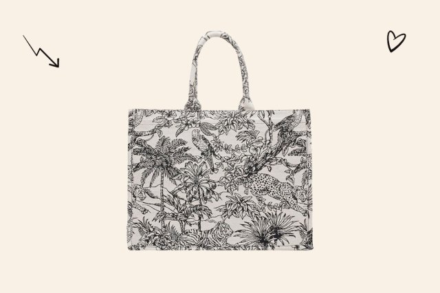 An image of the floral linen tote bag