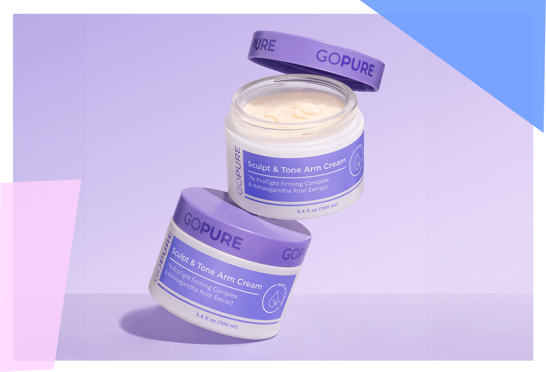 Two containers of the GoPure Beauty Sculpt and Tone Arm Cream 