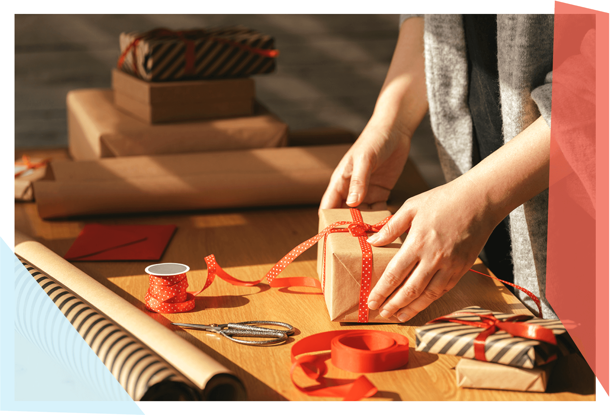 Person wrapping a present 