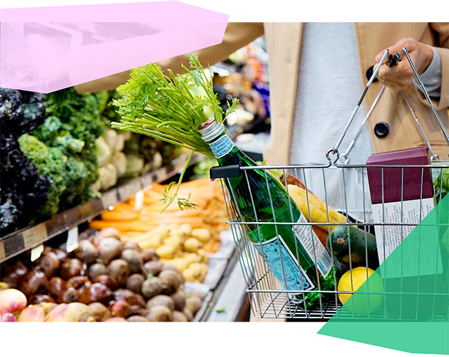 Groceries in a shopping basket