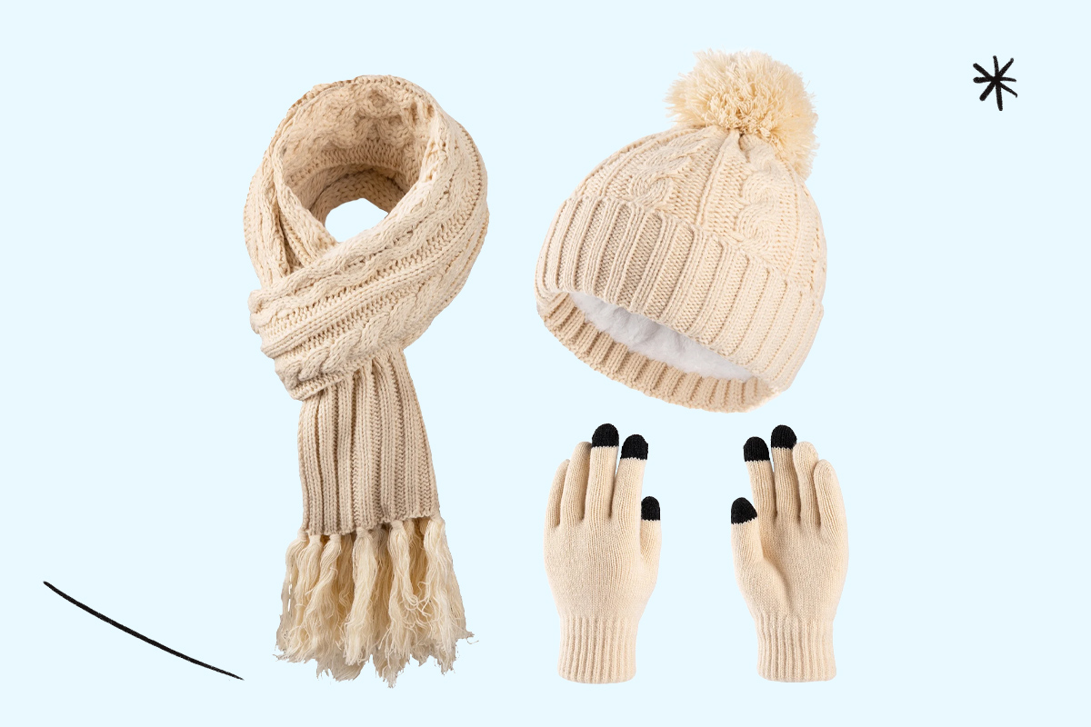 Coolplus Beanie Hat, Scarf, and Gloves Set 