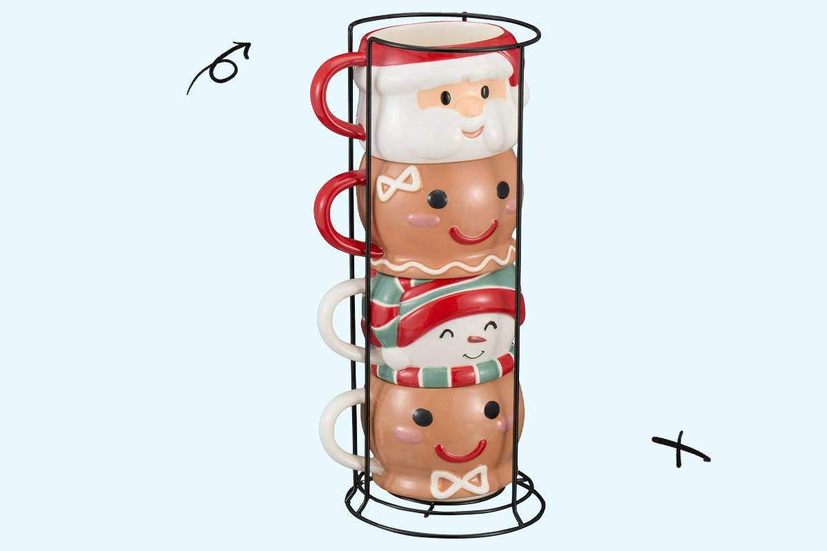 Holiday Characters Ceramic Stacking Mug Set 