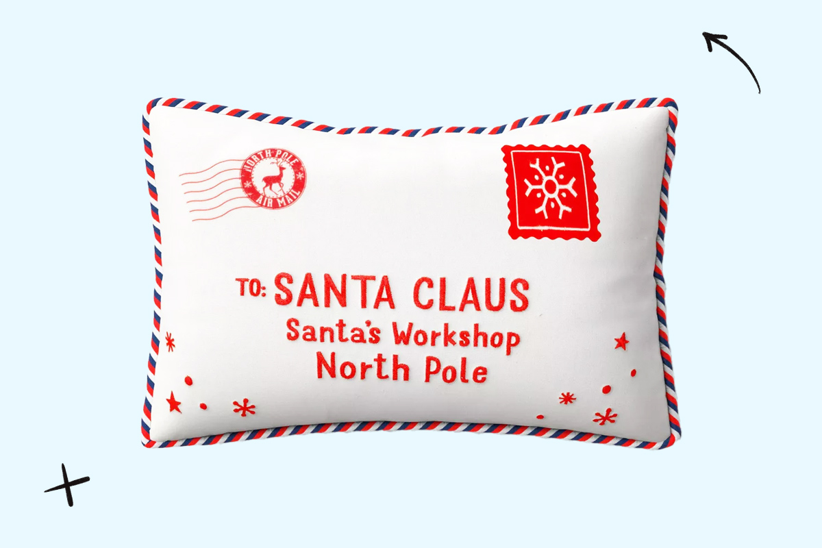 'To Santa Claus' Envelope Throw Pillow 