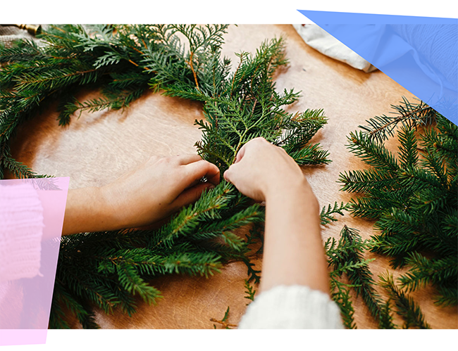 Person making a wreath 