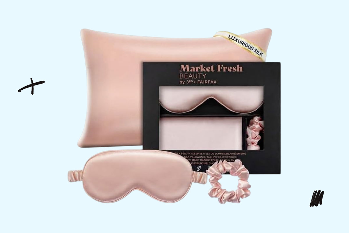 Silk pillowcase, eye mask, and scrunchie 