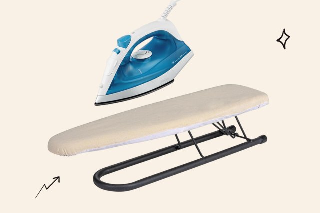 An image of a mini ironing board and iron