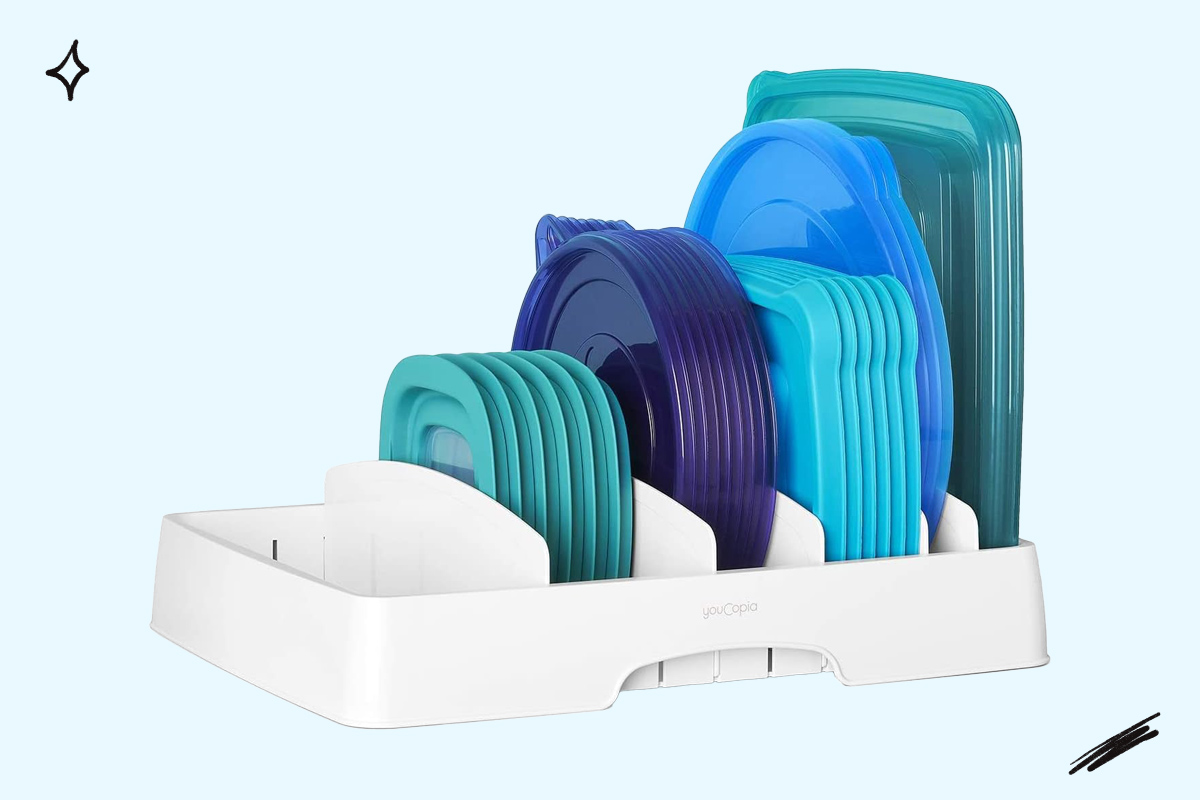 Adjustable Food Container Lid Organizer 