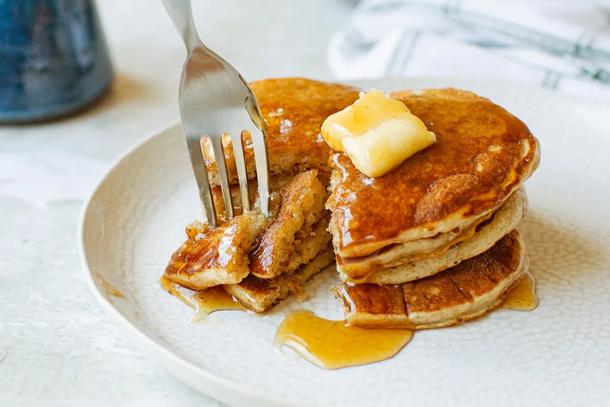 Close-up of a stack of pancakes 