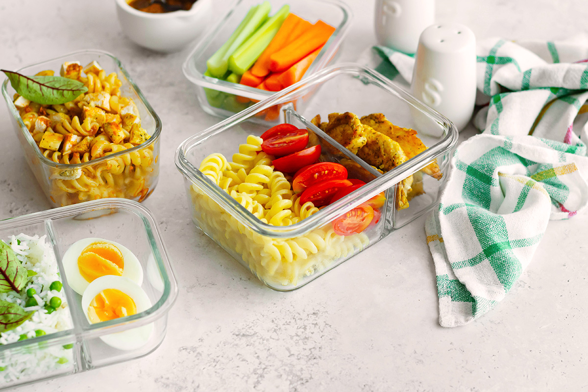 Food in meal prep containers 